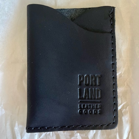Portland Leather Goods: Smooth Black Minimalist, Envelope Wallet, Luggage Tag - Picture 2 of 4